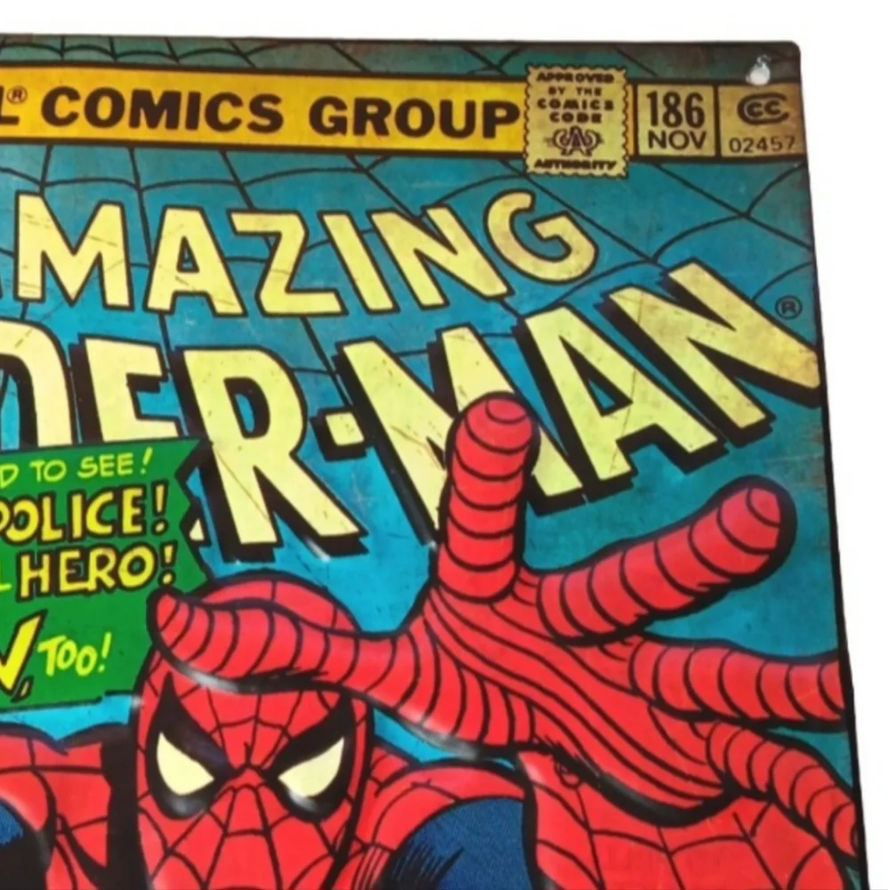Marvel, The Amazing Spider-Man Metal Embossed Sign | EUC | Open Roads